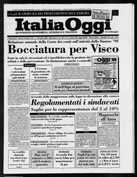 Italia oggi : quotidiano di economia finanza e politica